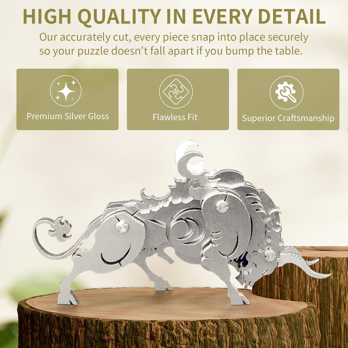 PuzzlerLab Mechanical Ox 3D Metal Puzzle | DIY Collectible Animal Model