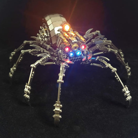 PuzzlerLab LED Spider 3D Metal Puzzle | Light-Up DIY Model Kit for Adults