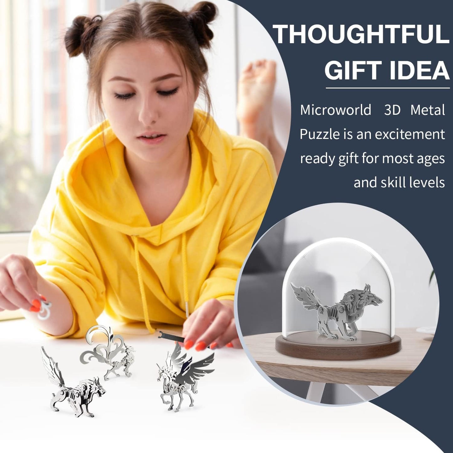 PuzzlerLab Mechanical Wolf 3D Metal Puzzle | DIY Project & Collectible Figure