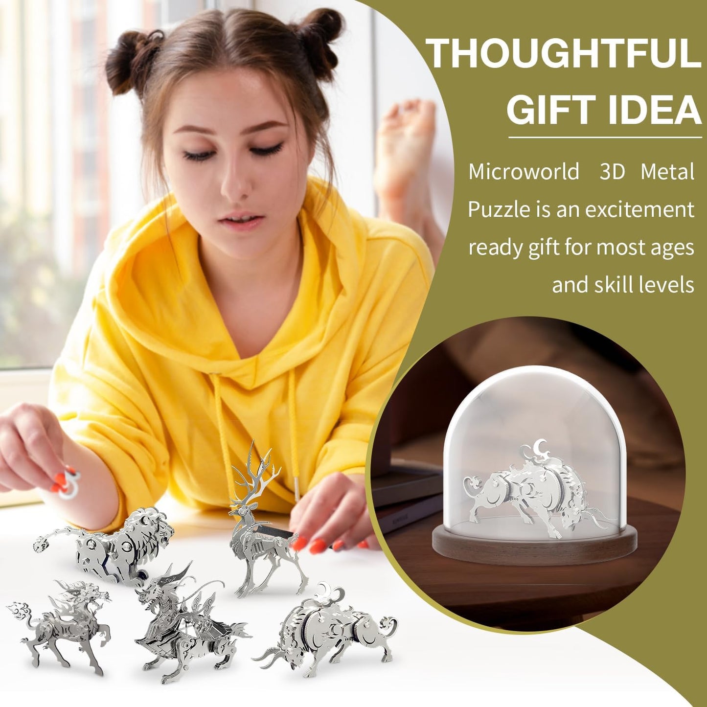 PuzzlerLab Mechanical Ox 3D Metal Puzzle | DIY Collectible Animal Model