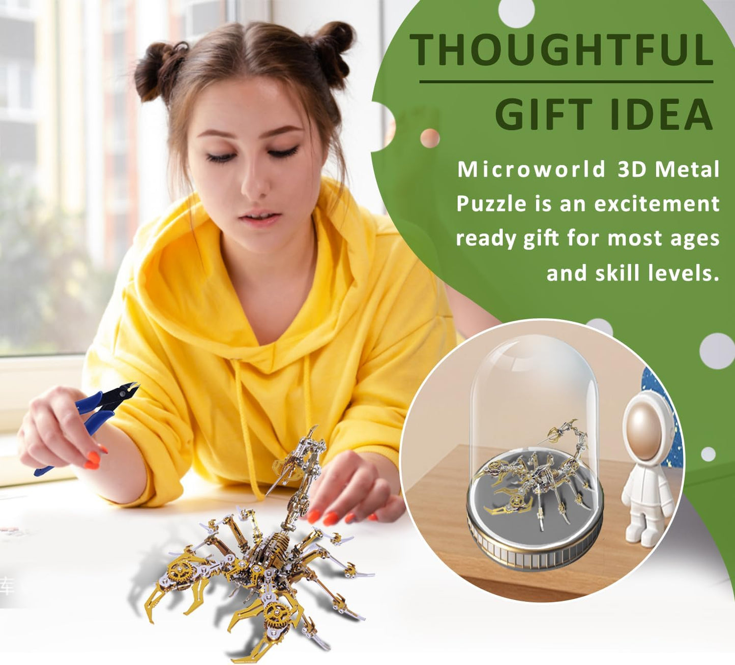 PuzzlerLab Golden Scorpion 3D Metal Model Kit | 400+ Piece Advanced DIY Kit