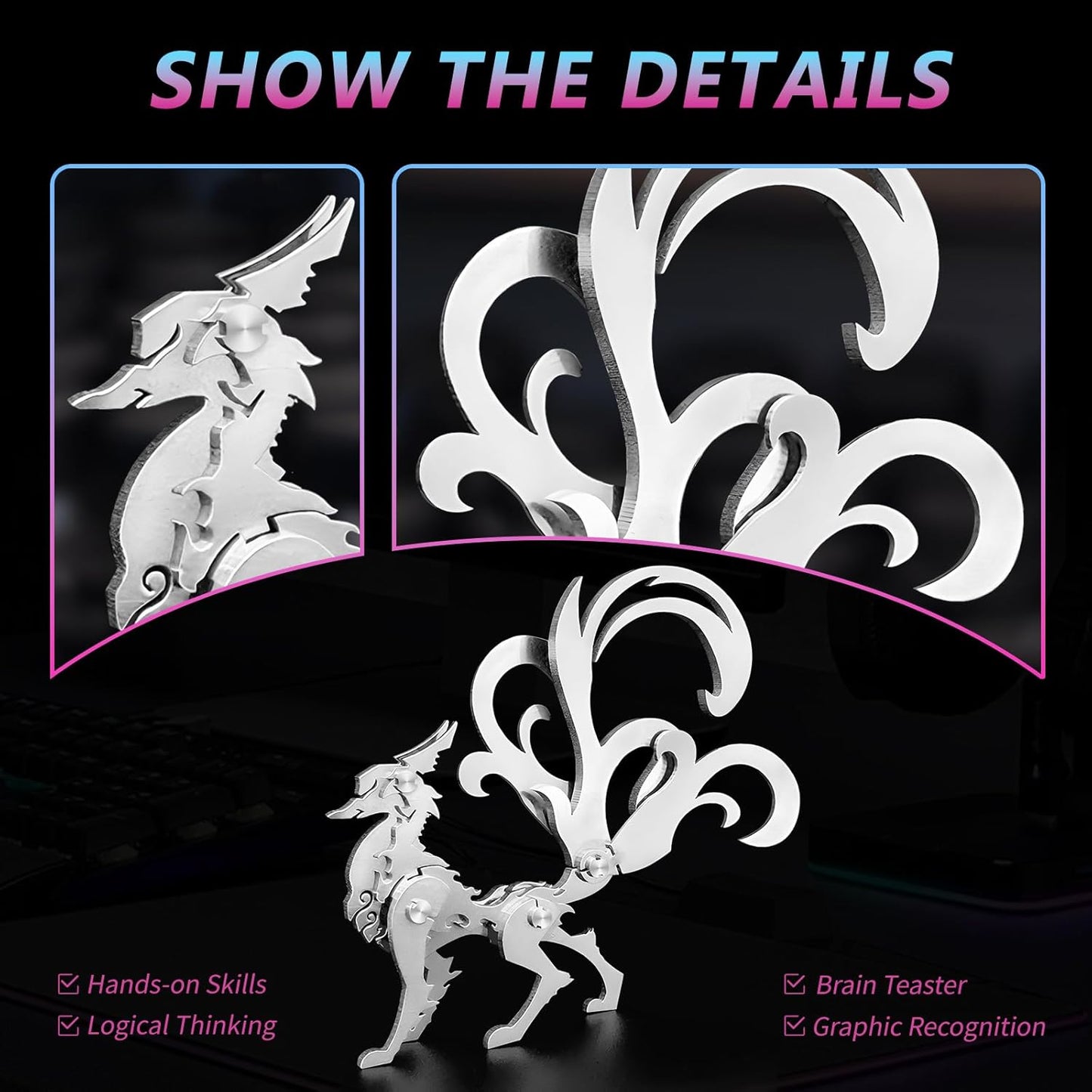 PuzzlerLab Little Nine-Tailed Fox | 3D Metal Puzzle & Artistic Decor