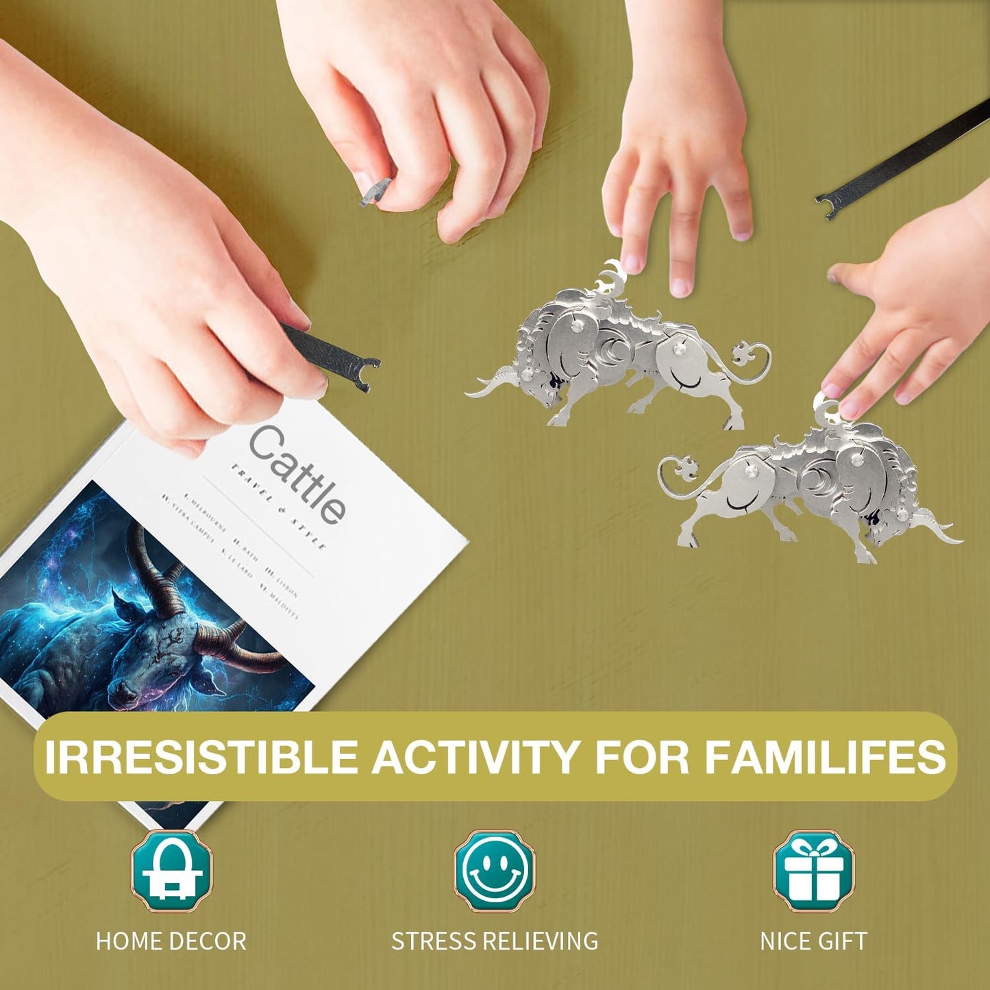 PuzzlerLab Mechanical Ox 3D Metal Puzzle | DIY Collectible Animal Model