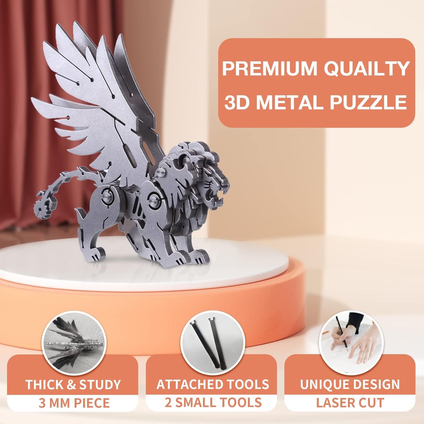 PuzzlerLab Mechanical Manticore | 3D Metal Puzzle & Mythical Beast Kit