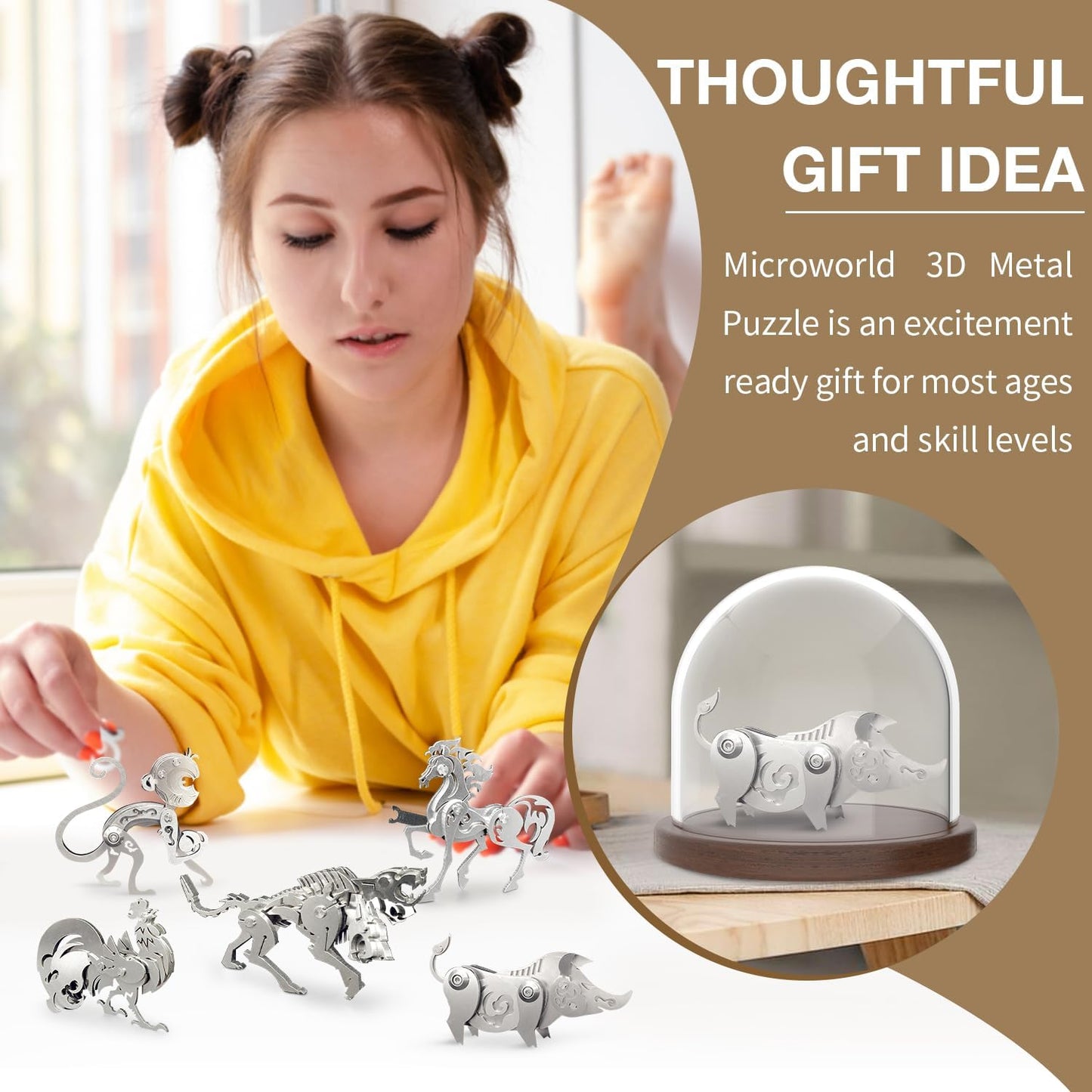 PuzzlerLab Mechanical Pig 3D Metal Puzzle | DIY Collectible Animal Model