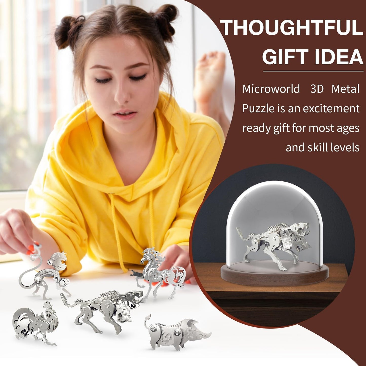 PuzzlerLab Mechanical Cerberus | 3D Metal Puzzle & Mythical Guardian Kit