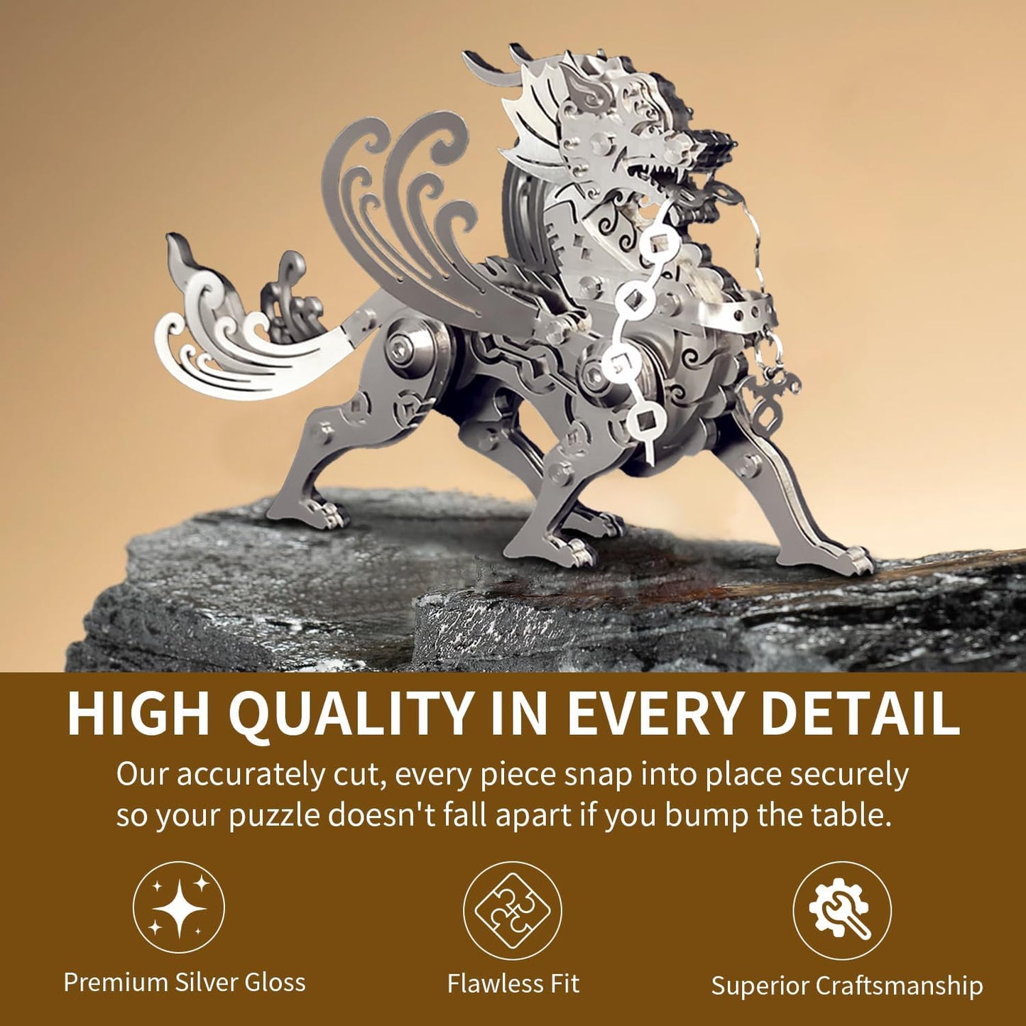 PuzzlerLab Mechanical Pixiu 3D Metal Puzzle | Mythical Wealth Guardian Kit