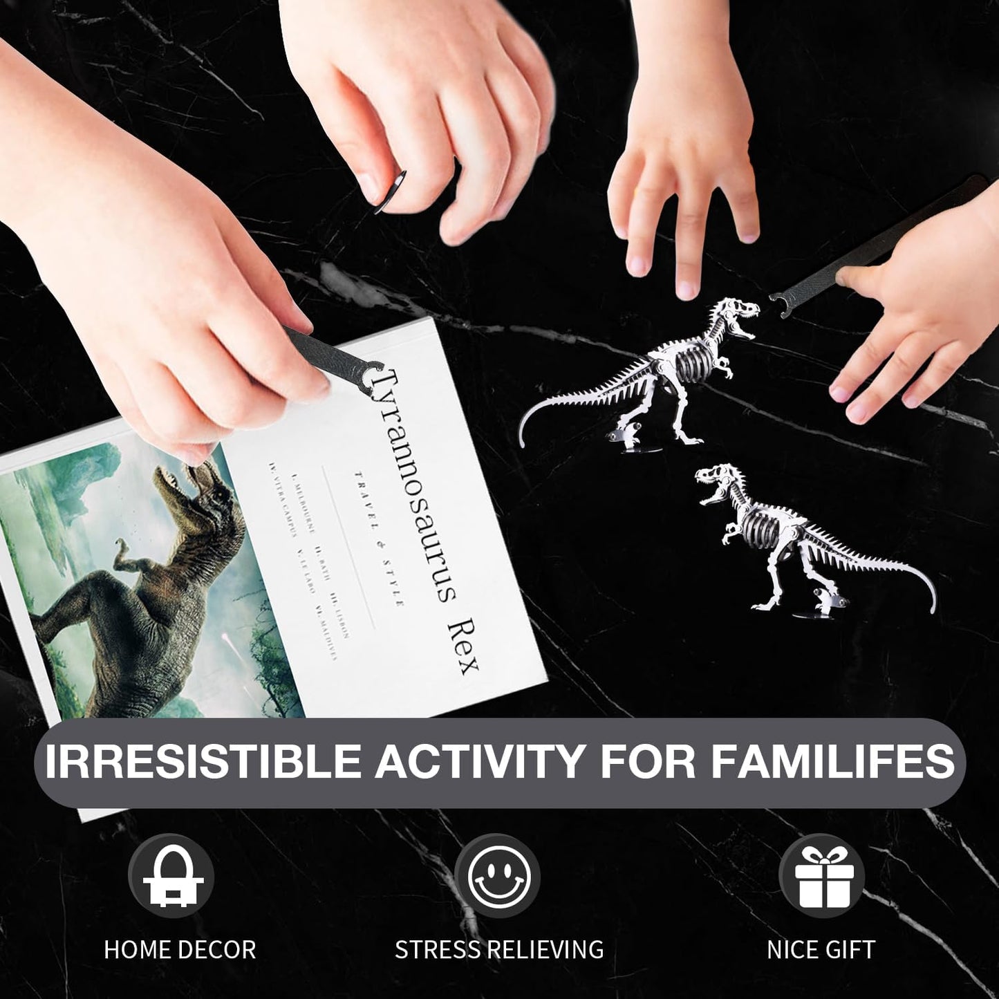 PuzzlerLab T-Rex Skeleton 3D Metal Puzzle | DIY Dinosaur Collectible