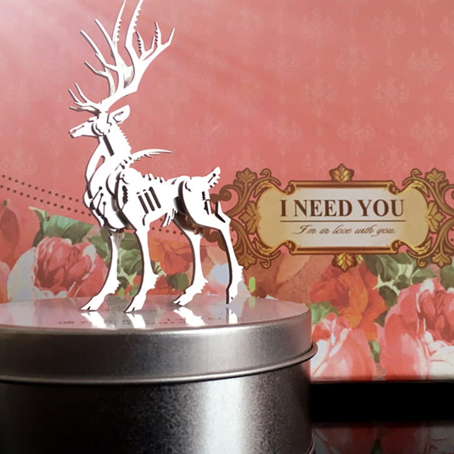 PuzzlerLab Small Mechanical Elk | 3D Metal Puzzle & Elegant Decor