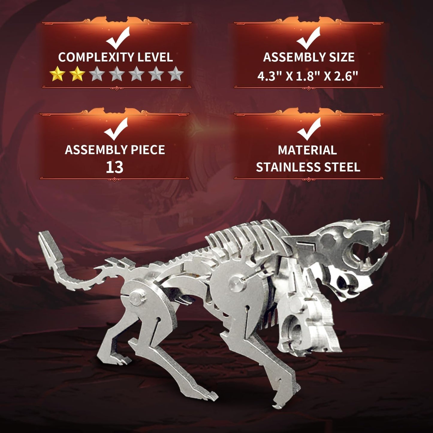 PuzzlerLab Mechanical Cerberus | 3D Metal Puzzle & Mythical Guardian Kit