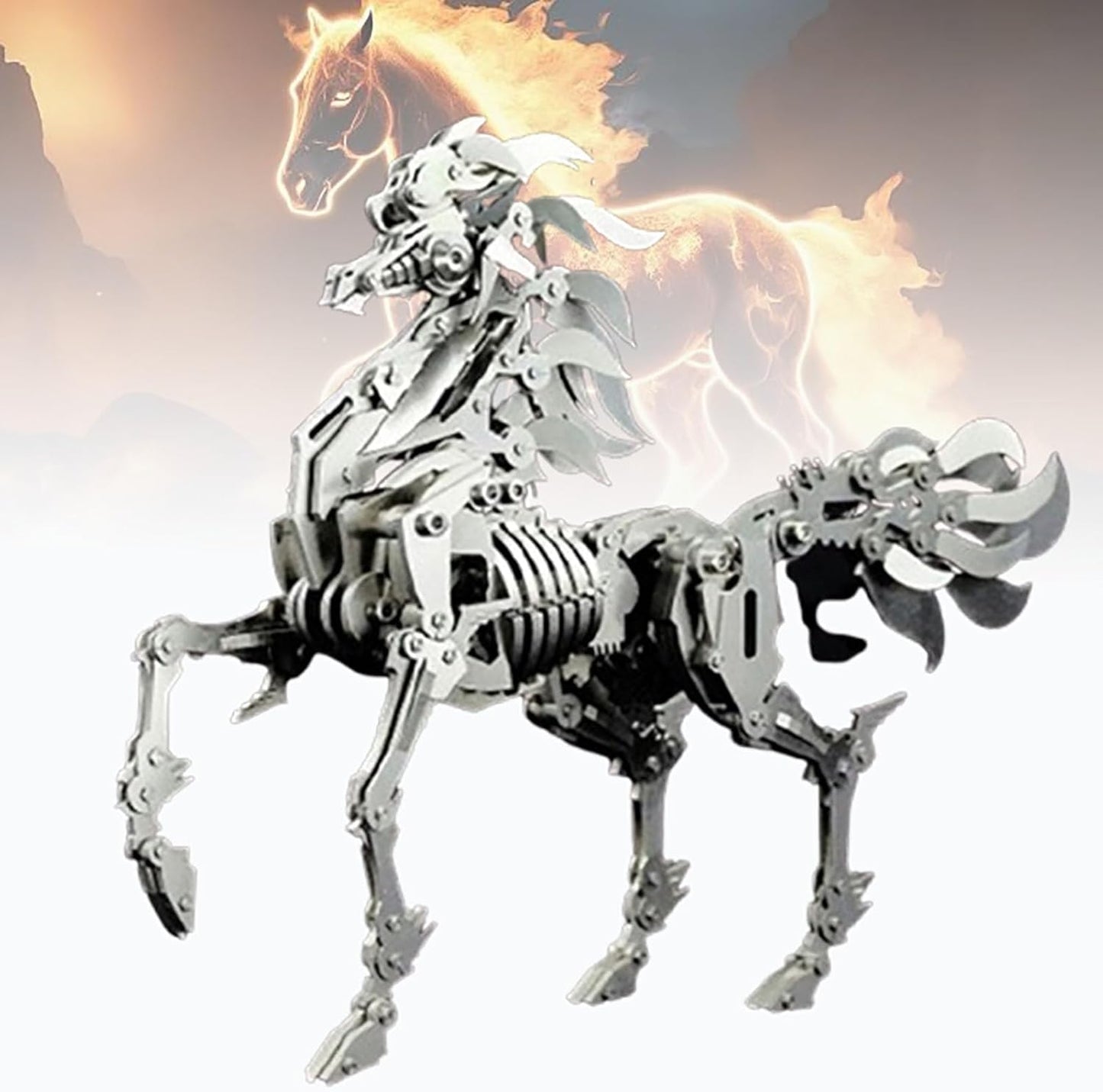 PuzzlerLab Flame Warhorses 3D Metal Puzzle | 210-Piece DIY Fantasy Model