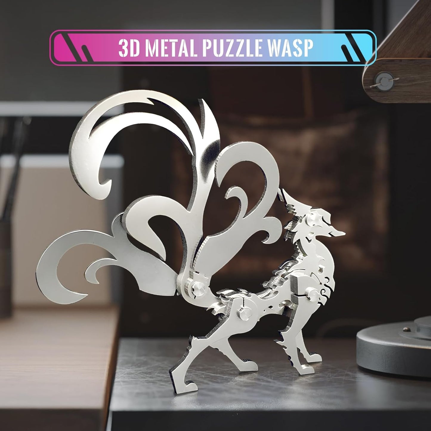 PuzzlerLab Little Nine-Tailed Fox | 3D Metal Puzzle & Artistic Decor