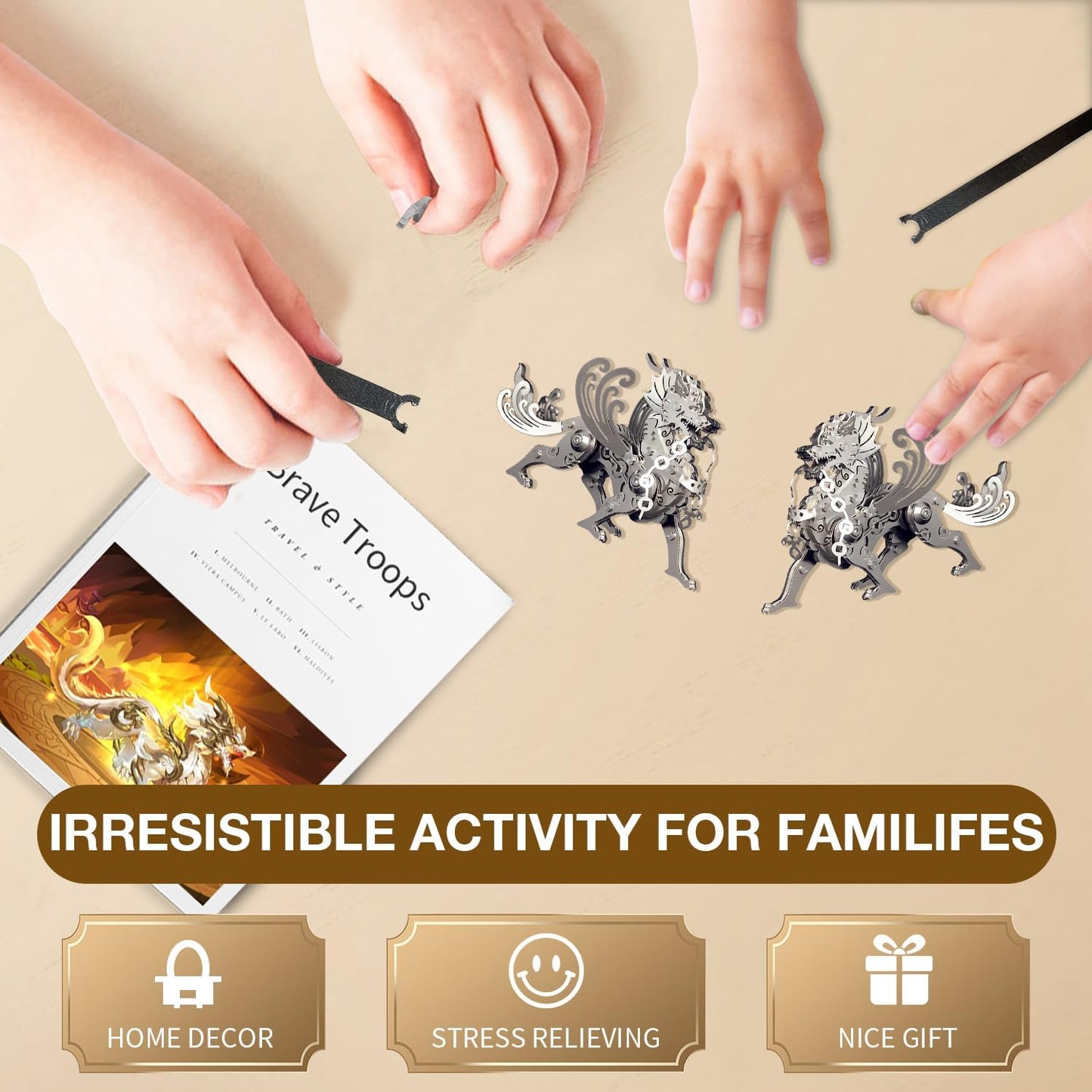 PuzzlerLab Mechanical Pixiu 3D Metal Puzzle | Mythical Wealth Guardian Kit