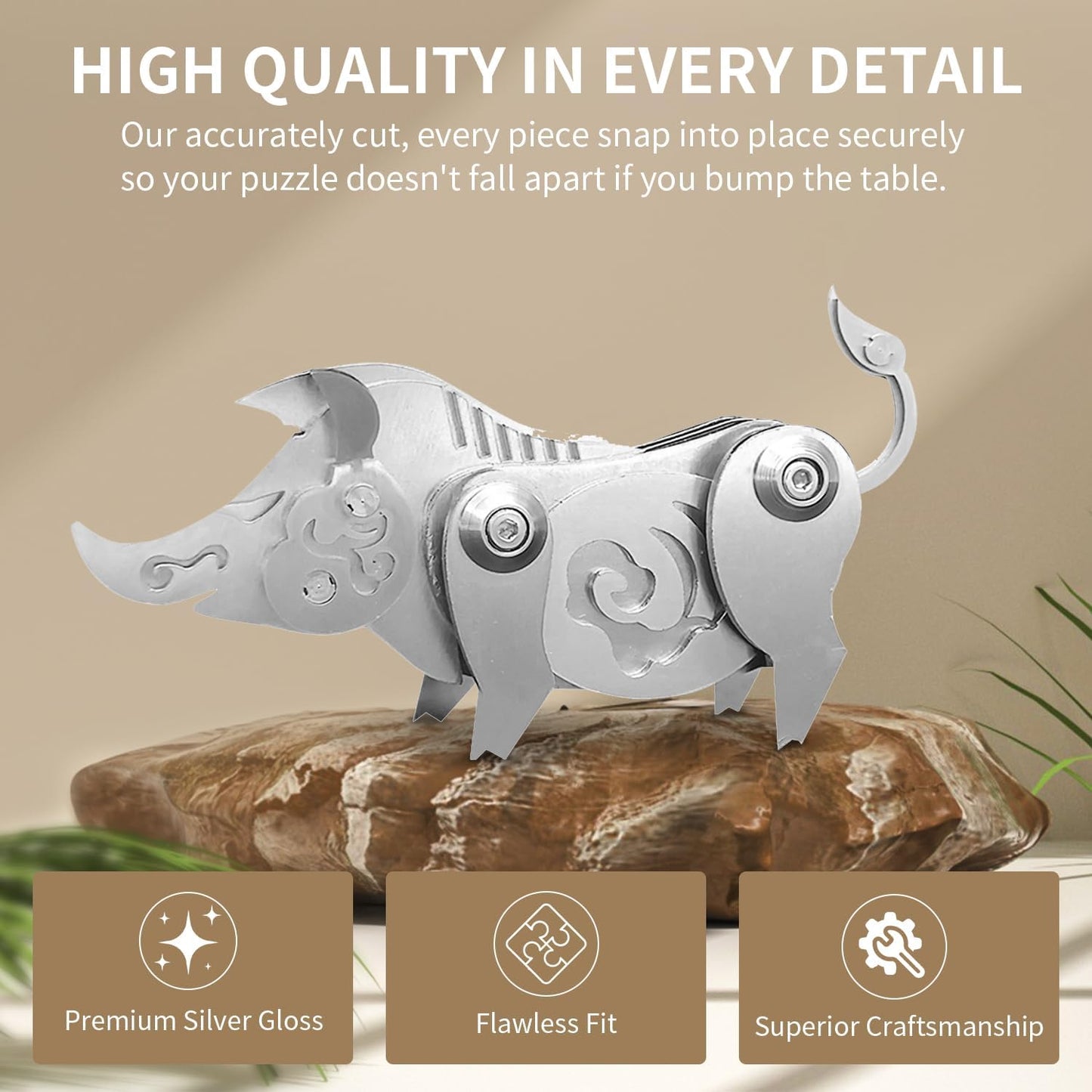 PuzzlerLab Mechanical Pig 3D Metal Puzzle | DIY Collectible Animal Model