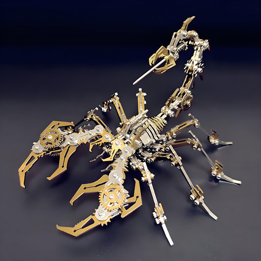PuzzlerLab Golden Scorpion 3D Metal Model Kit | 400+ Piece Advanced DIY Kit