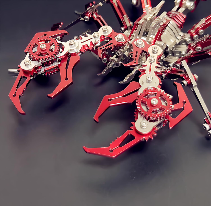 PuzzlerLab Red Steampunk Scorpion | 300-Piece 3D Metal Model Kit