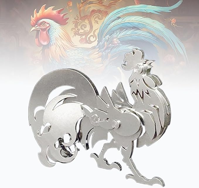 PuzzlerLab Artistic Rooster 3D Metal Puzzle | DIY Decorative Figure