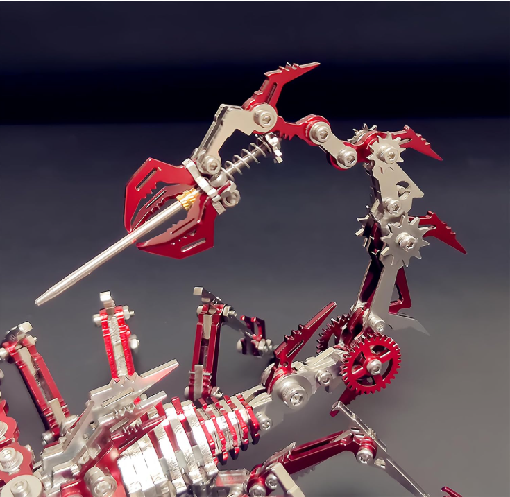 PuzzlerLab Red Steampunk Scorpion | 300-Piece 3D Metal Model Kit
