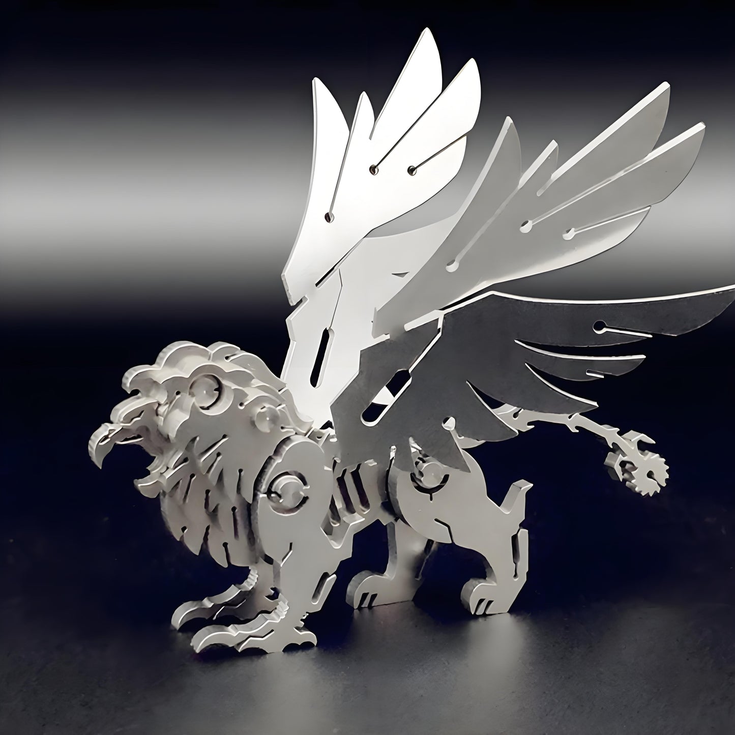 PuzzlerLab Winged Lion 3D Metal Puzzle | Mythical Guardian & Decor Piece