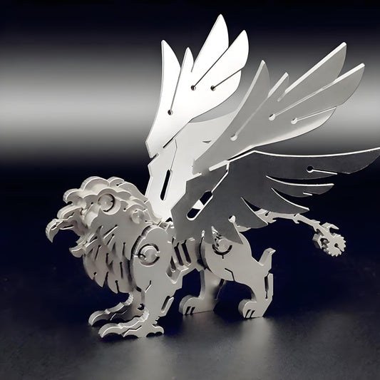 PuzzlerLab Winged Lion 3D Metal Puzzle | Mythical Guardian & Decor Piece