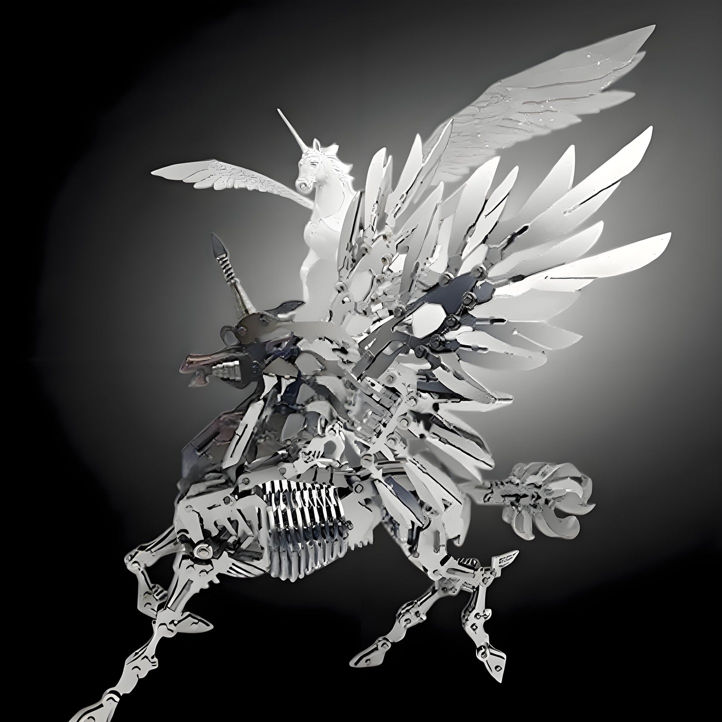 PuzzlerLab Armored Unicorn 3D Metal Model Kit | 344-Piece DIY Collectible