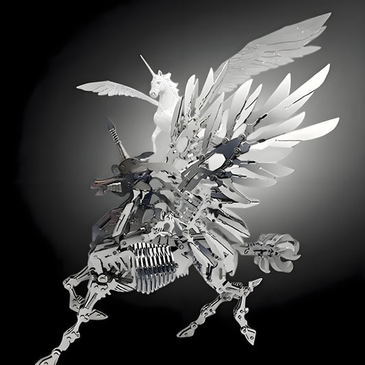PuzzlerLab Armored Unicorn 3D Metal Model Kit | 344-Piece DIY Collectible