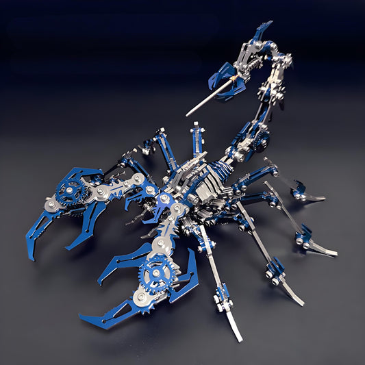 PuzzlerLab Blue Mechanical Scorpion | 3D Metal Puzzle & STEM Project Kit