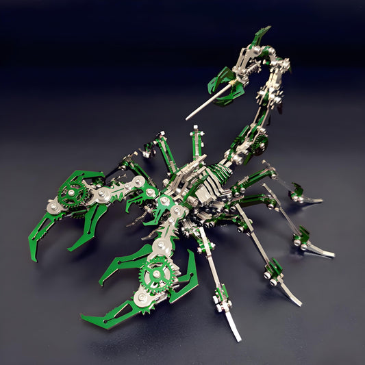 PuzzlerLab Green Mechanical Scorpion | 414-Piece Advanced 3D Metal Model Kit