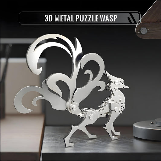 PuzzlerLab Little Nine-Tailed Fox | 3D Metal Puzzle & Artistic Decor