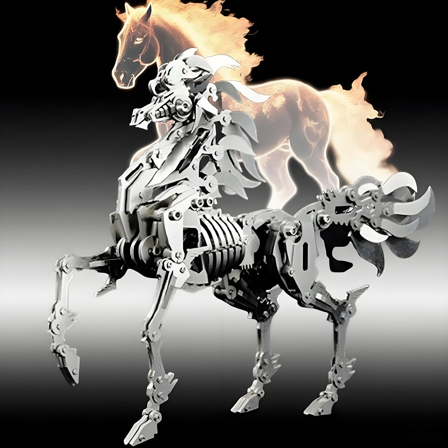 PuzzlerLab Flame Warhorses 3D Metal Puzzle | 210-Piece DIY Fantasy Model