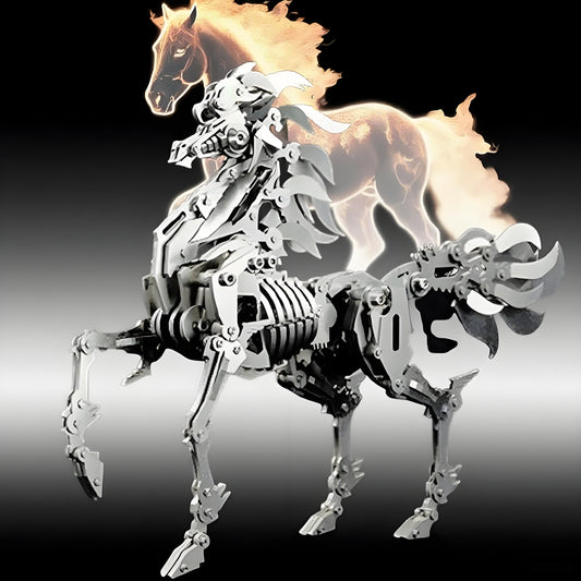 PuzzlerLab Flame Warhorses 3D Metal Puzzle | 210-Piece DIY Fantasy Model