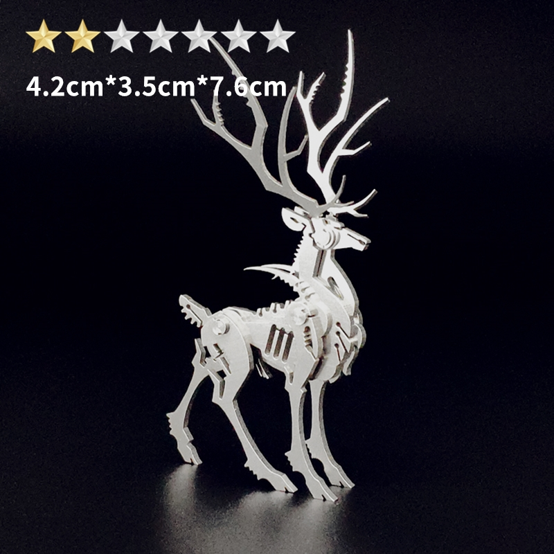PuzzlerLab Small Mechanical Elk | 3D Metal Puzzle & Elegant Decor